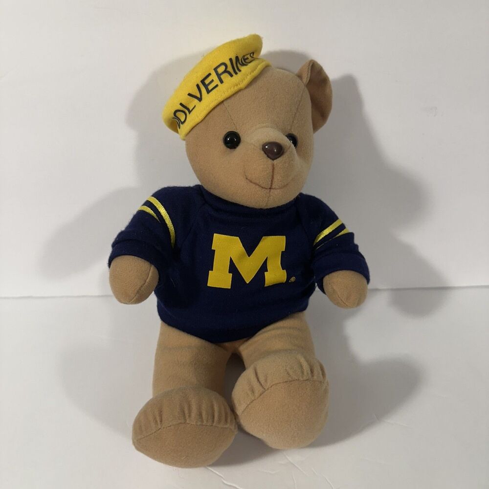 Michigan University Vintage Plush Bear Doll Wolverines Stuffins